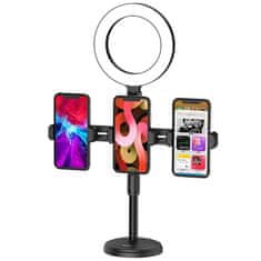Kaku Ring Stand držiak na mobil a kruhové LED svetlo, čierne