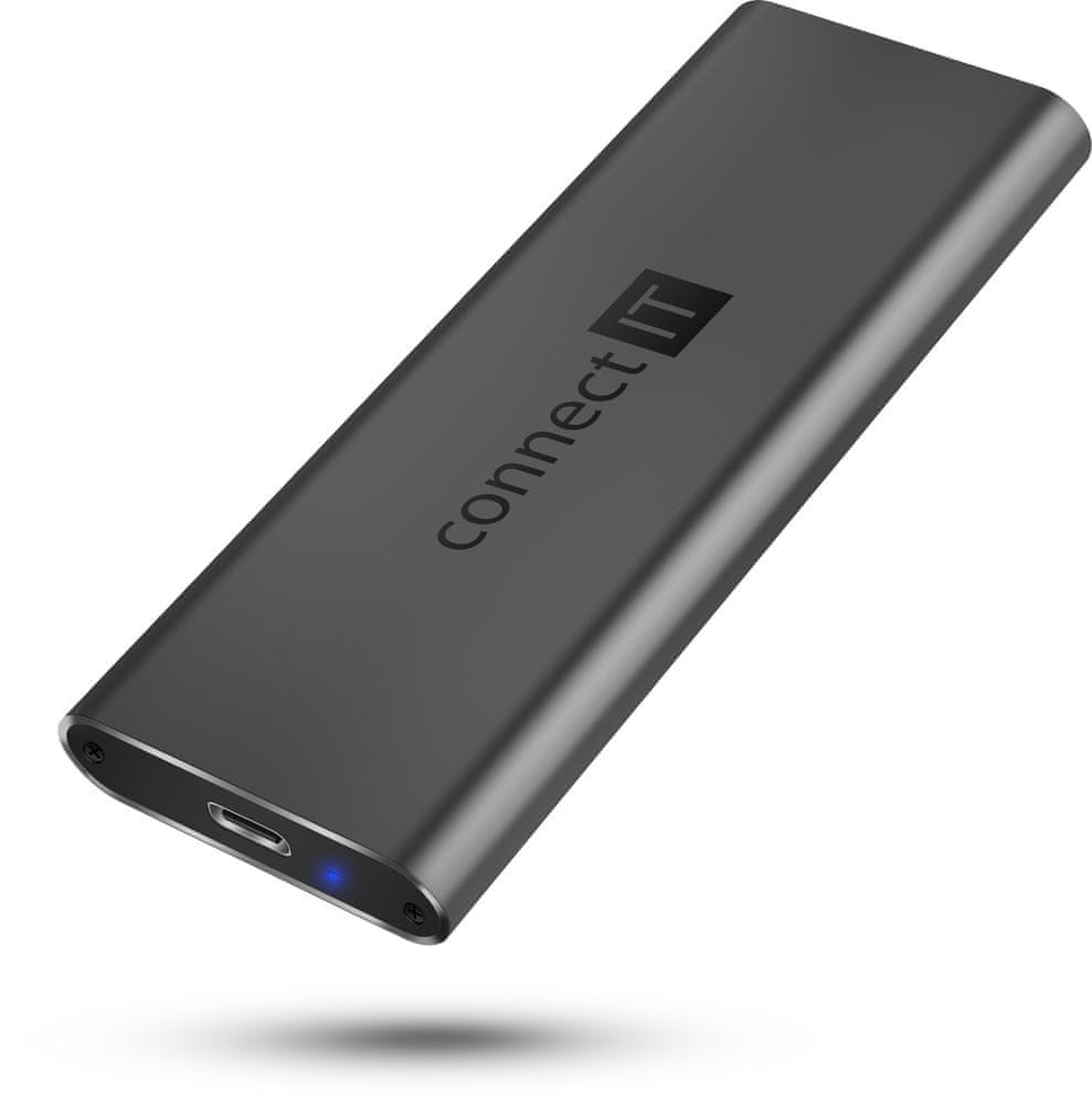 Connect IT AluSafe externý box pre SSD disky M.2 NVMe, 10 Gbps, USB-C CEE-7050-AN, antracitový - rozbalené