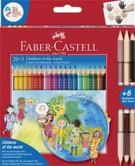 Faber-Castell Farebné pastelky "Children of the world", trojhranné, 20+6 farieb