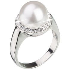 Evolution Group Strieborný perlový prsteň s kryštálmi Swarovski London Style 35021.1 (Obvod 52 mm)