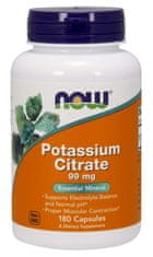 NOW Foods Potassium Citrate (draslík ako citrát draselný), 99 mg, 180 rastlinných kapsúl