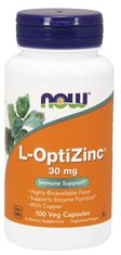 NOW Foods L-OptiZinc Zinok + Meď, 30 mg, 100 rastlinných kapsúl