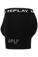 Replay Boxerky Boxer Style 2 Cuff Logo&Print 2Pcs Box - Black/Grey Melange S