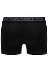 Replay Boxerky Boxer Style 6 Cuff Logo&Contrast Piping 2Pcs Box - Black/Dark Grey Mel. L