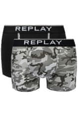 Replay Boxerky Boxer Style 8 Cuff Logo&Camouflage 2Pcs Box - Black/Camoufl Grey M