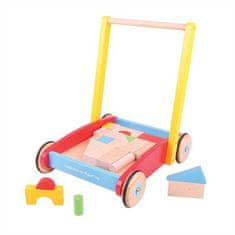 Bigjigs Toys Bigjigs Baby Drevené kocky vo vozíku