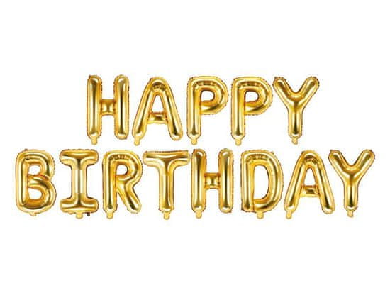 Fóliový nápis balóniky narodeniny - HAPPY BIRTHDAY - zlatý - gold - 340 cm