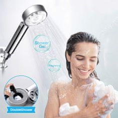 Netscroll Obojstranná sprchová hlavica so zabudovaným dávkovačom mydla, dva rôzne prúdy vody, DoubleShower
