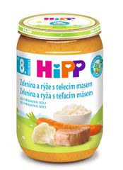 HiPP BIO Zelenina s ryžou a teľacím mäsom - 6x220g