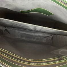 VegaLM Dámska kožená SHOPPER kabelka, ručne tamponovaná a tieňovaná v zelenej farbe