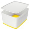 Úložný box s vekom MyBox, veľkosť L biela/žltá