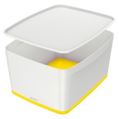 LEITZ Úložný box s vekom MyBox, veľkosť L biela/žltá