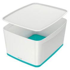 LEITZ Úložný box s vekom MyBox, veľkosť L biela/ľadovo modrá