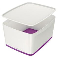LEITZ Úložný box s vekom MyBox, veľkosť L biela/purpurová