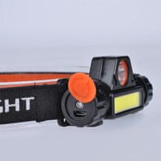Solight Solight LED čelové nabíjacie svietidlo, 3W plus COB, 150 plus 60lm, Li-Ion WN32
