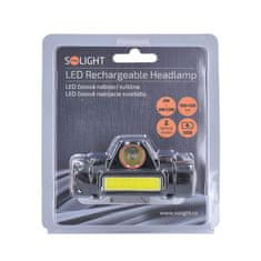 Solight Solight LED čelové nabíjacie svietidlo, 3W plus COB, 150 plus 60lm, Li-ion, USB WN32