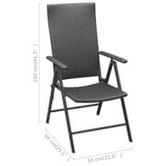 Petromila vidaXL Stohovateľné záhradné stoličky 2 ks, polyratan, čierne