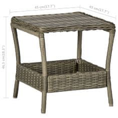 Vidaxl Záhradný stôl, hnedý 45x45x46,5 cm, polyratan
