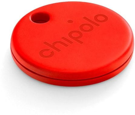 Chipolo ONE - Bluetooth lokátor červený malý farebný prívesok prezvonenie predmetu aplikácie dosah 60 m ochrana lokalizácia štýlový vzhľad anonymný signál vyhľadanie telefónu tichý režim prezvonenie predmetu aplikácie dosah bezdrôtová selfie uzávierka Widget