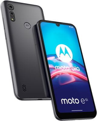 Motorola E6i, lacný telefón, dostupný telefón, čítačka odtlačkov prstov, Android 10 Go, duálny fotoaparát, veľký HD+ displej, batéria 3000 mAh, hĺbkový objektív