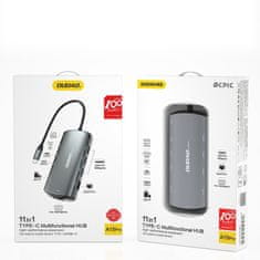 DUDAO A15Pro 11in1 USB HUB adapter, sivý