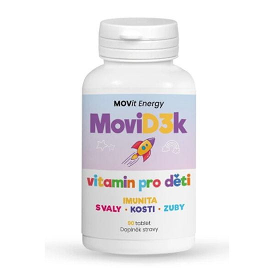 MOVit MoviD3k - vitamín D3 pre deti, 800 IU, 90 tabliet s príchuťou pomaranča