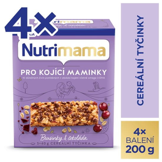 Nutrimama Nutrimama cereálne tyčinky Brusnice & Čokoláda 4x 200 g