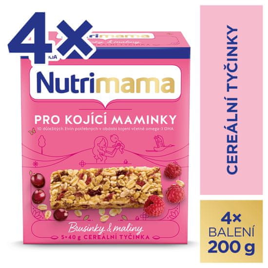 Nutrimama Nutrimama cereálne tyčinky Brusnice & Maliny 4x 200 g