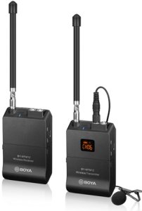 audio prijímač a vysielač aj mikrofón boya by-wfm12 vhodný do terénu dosah 40 m prijímač s umiestnením na kameru vysielač odpojiteľné antény skvelé pre reportérov youtuberov moderátorov omnidirekcionálny polárny vzor pri mikrofóne vysielač použiteľný s 2 mikrofónmi naraz