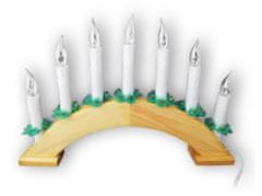M.A.T Group svietnik vianočný el. 7 sviečok PLAMEN,oblúk,drev.prírodní,do zásuvky
