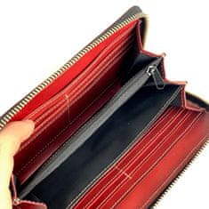 VegaLM Ručne tamponovaná kožená peňaženka v bordovej farbe