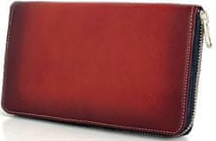 VegaLM Ručne tamponovaná kožená peňaženka v bordovej farbe
