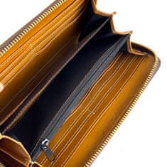VegaLM Ručne tamponovaná kožená peňaženka v žltej farbe