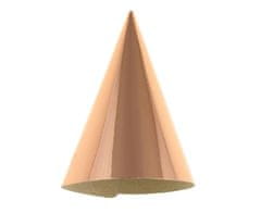 Párty papierové klobúčiky metalické růžovozlaté - Rosegold - 6 ks - 16 cm