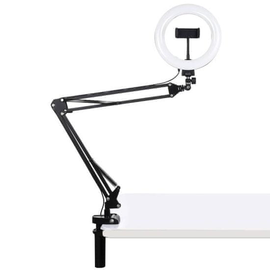Puluz Selfie Ring kruhové LED svetlo 7.9'' + držiak na stôl, čierne