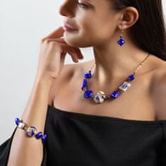Lampglas Fascinujúce náhrdelník Gold Blue s 24 karátovým zlatom a rýdzim striebrom v perlách Lampglas NRO5