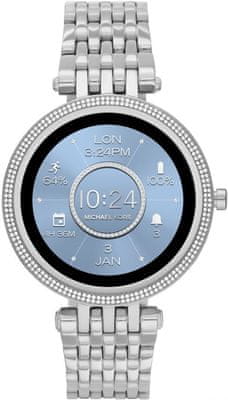 Inteligentné hodinky Michael Kors MKT5126 darcov Gen 5E Smartwatch digitálne zobrazenie času certifikácia vodoodolnosť 5 ATM notifikácia z telefónu zdvíhanie hovorov meranie tepu krokomer sledovanie fyzickej aktivity meranie vzdialenosti Android iOS dlhá výdrž batérie smartwatch Wear OS Google Fit AMOLED displej Gorilla Glass monitoring spánku luxusný dizajn