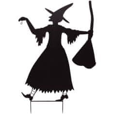 Europalms Kovová silueta čarodejnice s metlou, čierna, 140 cm