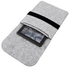 Atmoog AM-UNI-01 - Univerzálne filcové puzdro pre všetky čítačky kníh - šedé s vreckom, zatváranie na opasok