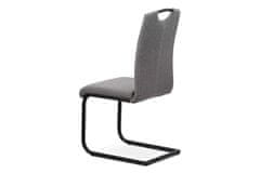 Autronic Jadálenská stolička, poťah sivá látka, biele prešitie, kovová podnož, čierny matný lak DCL-612 GREY2