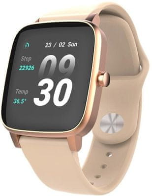Chytré hodinky Vivax Smart watch LifeFit dotykový farebný displej nastaviteľný vzhľad ciferníku 30 vzhľadov ciferníku notifikácia z telefónu monitorovanie srdcového tepu, meranie telesnej teploty, monitoring spánku a fyzických aktivít športové režimy IP68 vodoodolné prachuvzdorné silikónový pásik