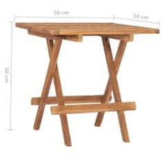 Vidaxl Skladací záhradný stôl 50x50x50 cm teakový masív