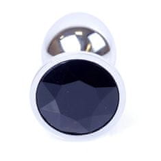 Boss Series Boss Series Jewellery Silver Plug BLACK - strieborný análny kolík s drahokamom 7 x 2,7 cm