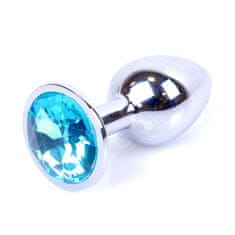 Boss Series Boss Series Jewellery Silver Plug LIGHT BLUE - strieborný análny kolík s drahokamom 7 x 2,7 cm