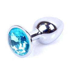 Boss Series Boss Series Jewellery Silver Plug LIGHT BLUE - strieborný análny kolík s drahokamom 7 x 2,7 cm