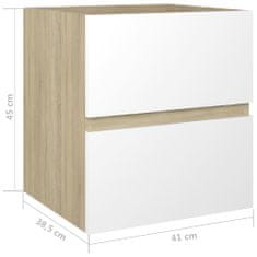 Vidaxl Umývadlo, biely a dub sonoma, 41x38,5x45 cm, doska