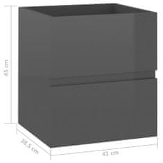 Vidaxl Umývadlová skrinka, sivá, vysoký lesk, 41x38,5x45 cm, doska