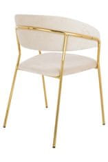 KINGHOME Béžová velúrová stolička MARGO so zlatým podstavcom