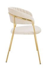 KINGHOME Béžová velúrová stolička MARGO so zlatým podstavcom