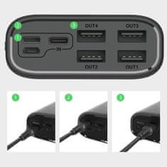 DUDAO K8Max Power Bank 4x USB 30000mAh 4A, biela